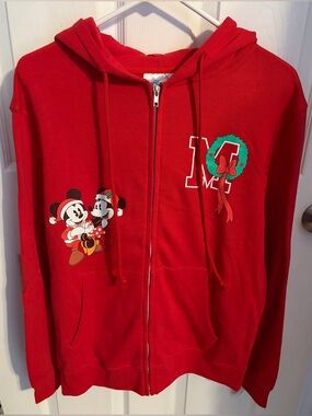 Disney Christmas Zip Up Hoodie, Juniors Size Small or Medium NWT